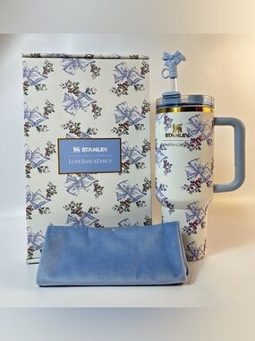 Stanley X Tumbler Love Shack Fancy 40oz Holiday Rosa Beaux Blue Gift Box Cup